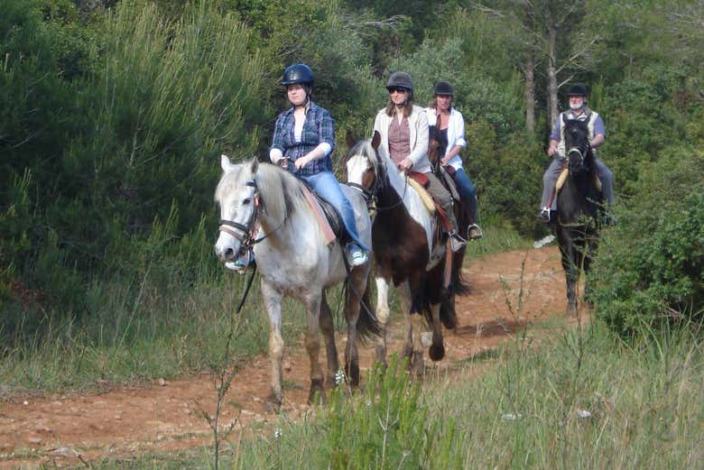 Disfrutando de un paseo a caballo 